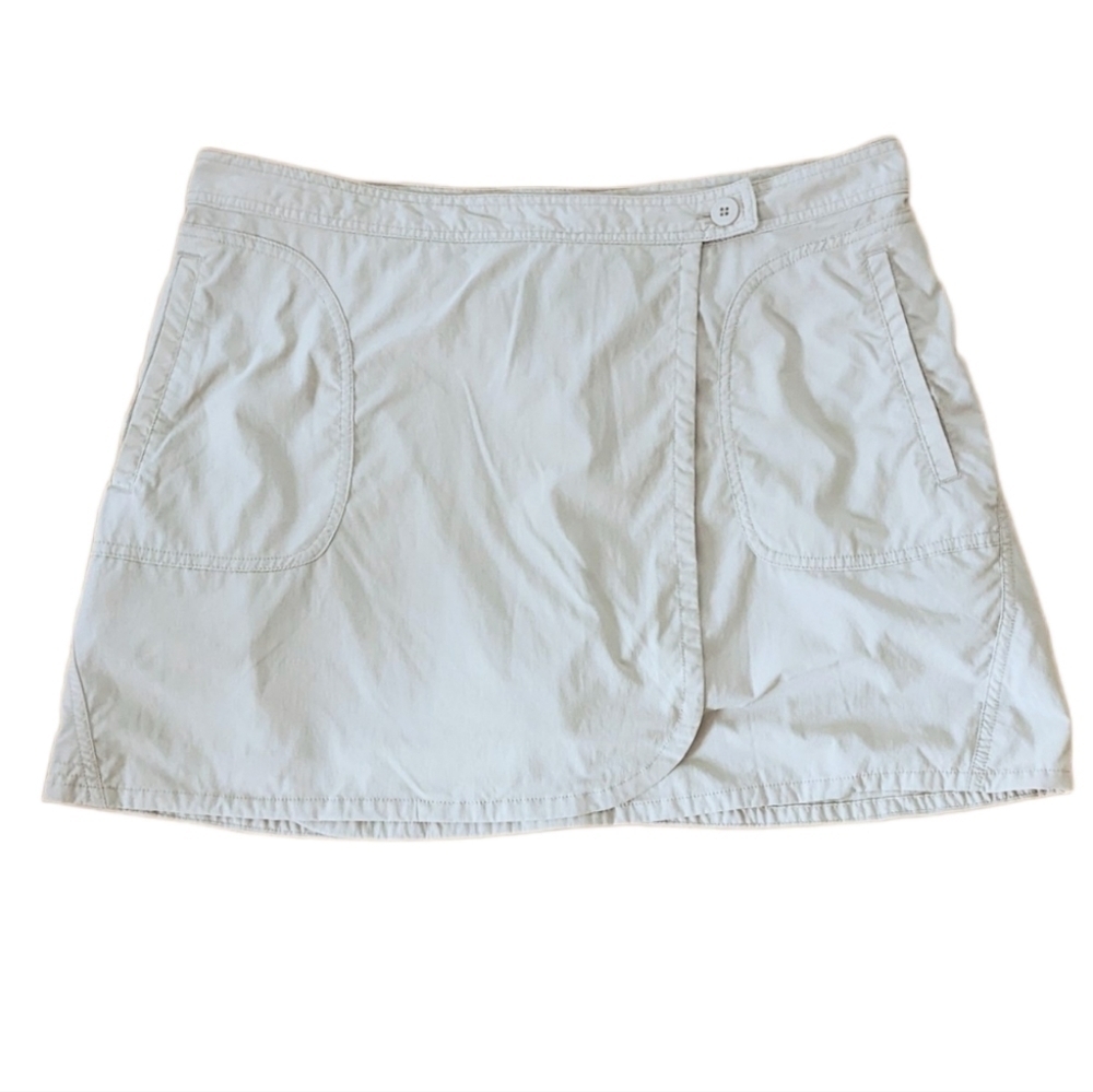PATAGONIA comfort trail hiking skirt skort built in shorts beige size 14 A9